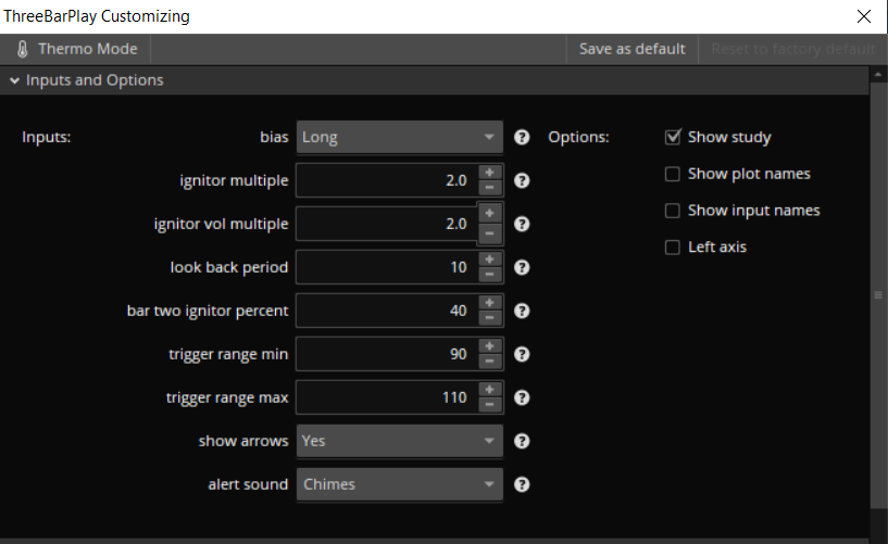Three Bar Play for TOS Settings 1